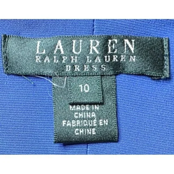 LAUREN RALPH LAUREN Womens Sheath Knee Length Dress Size 10 Navy Blue Lace - Picture 11 of 16